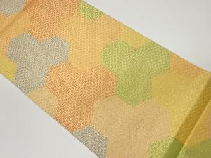 毘沙門亀甲に青海波模様織出し全通袋帯